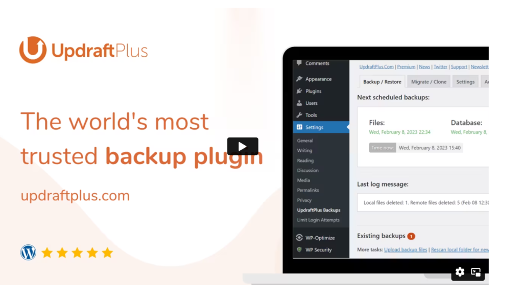 UpdraftplusPremium the most trusted backup plugin in the world