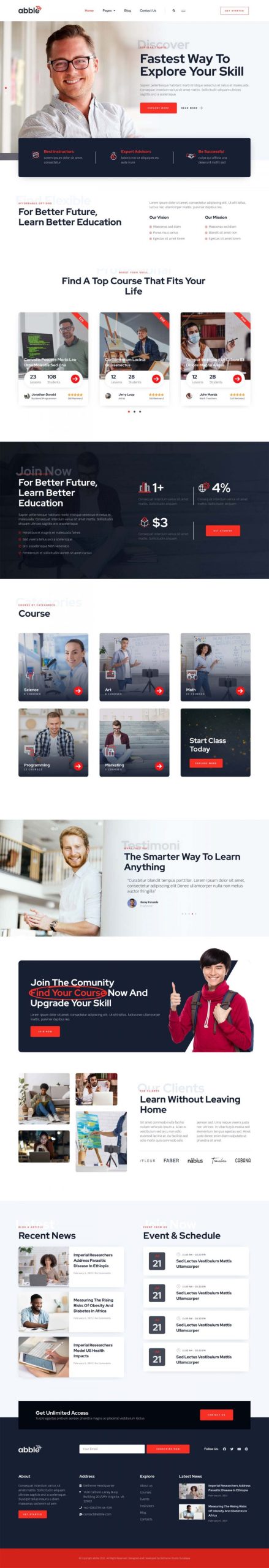 abble online learning education elementor kit homepage