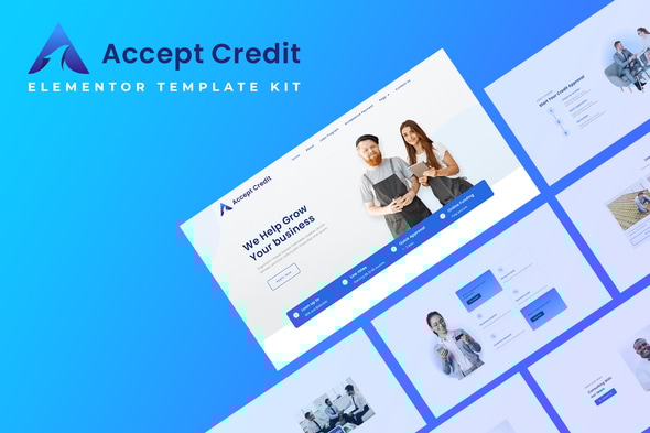 accept credit financial services elementor template kit card image