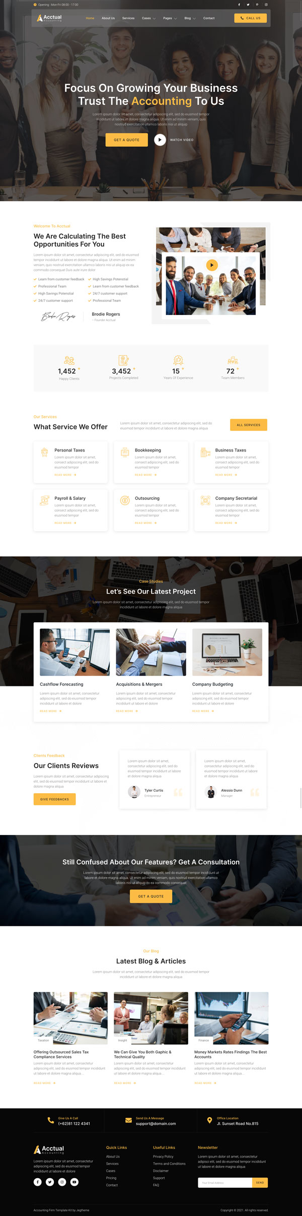 acctual accounting firm elementor template kit homepage