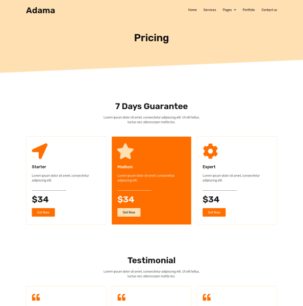 adama personal portfolio resume elementor template kit pricing