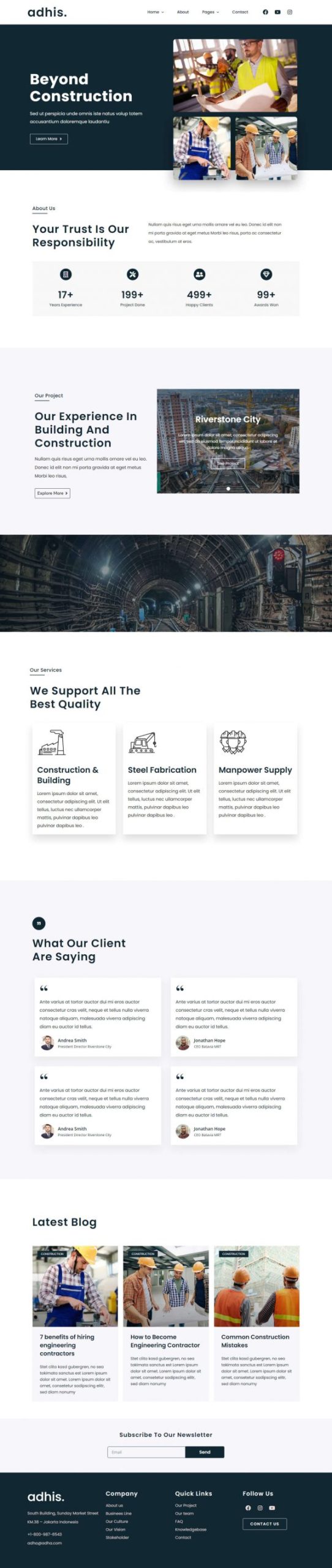 adhis construction elementor template kit home