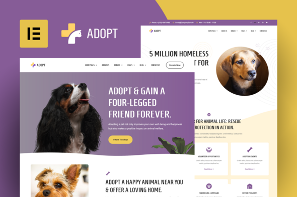 adopt adoption service charity elementor template kit card image