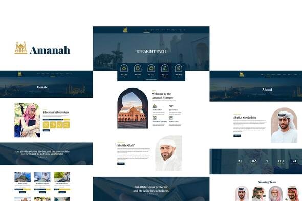 amanah mosque islamic center elementor template kit card image