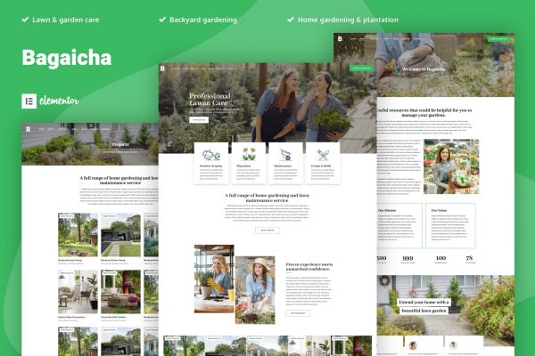 bagaicha landscape gardening elementor template kit card image