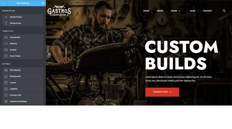 gastros garage motorcycle service repair elementor template kit