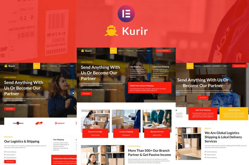 global kit styles kurir logistics cargo shipping elementor template kit