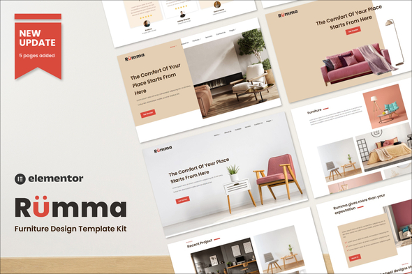 rumma furniture interior elementor template kit card image