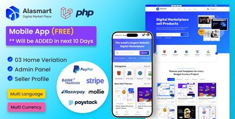 alasmart 1 1 0 digital product download marketplace laravel script